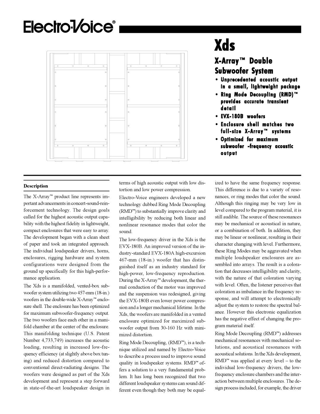 Electro-Voice Speaker manual Xds, Description 