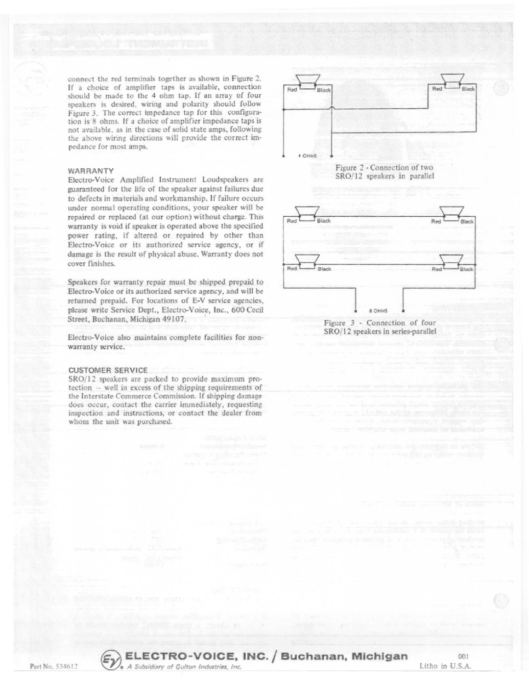 Electro-Voice SRO/12 manual 