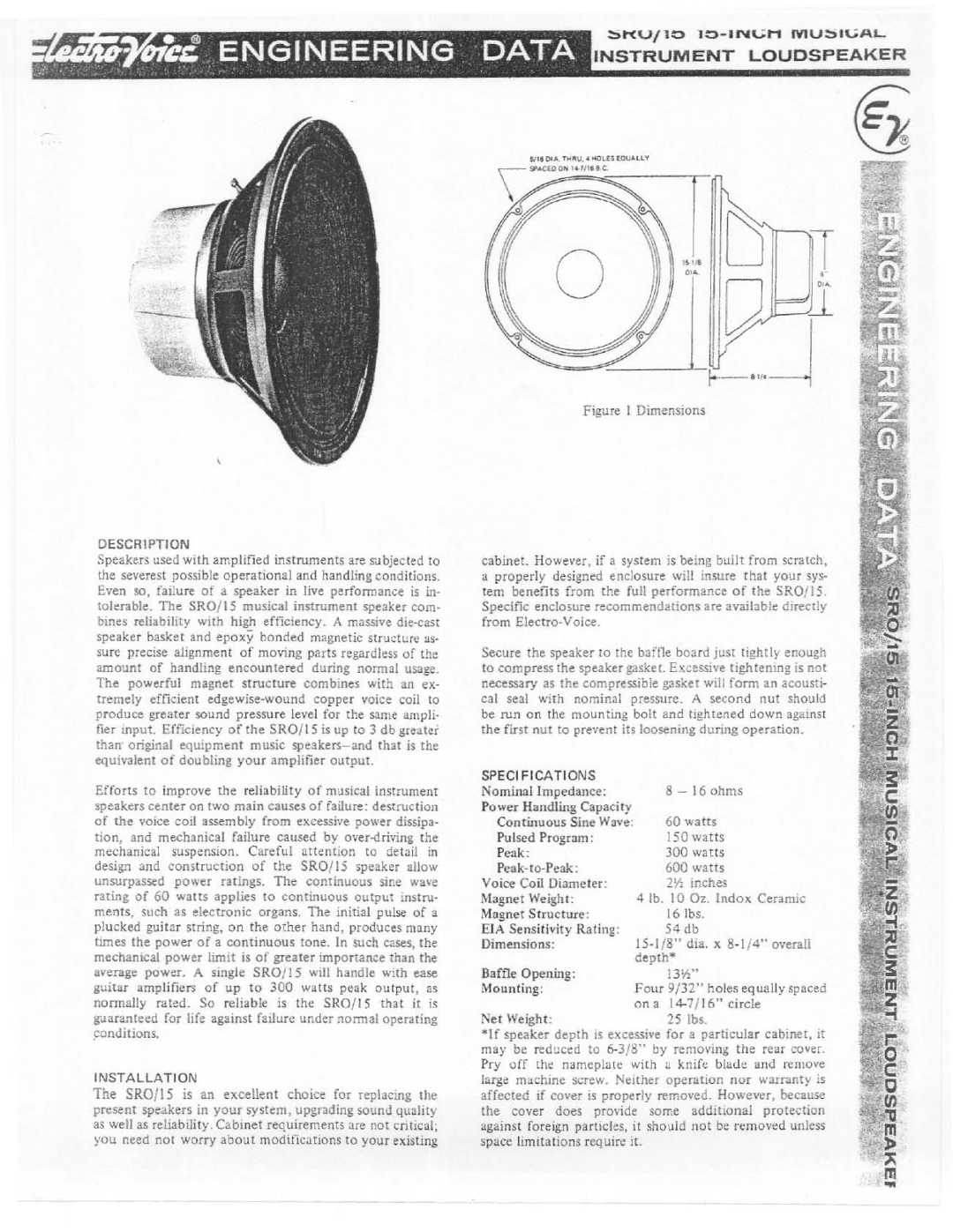 Electro-Voice SRO/15 manual 