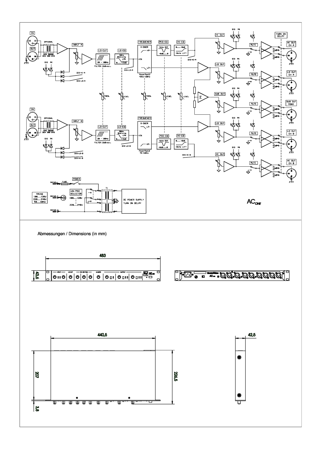 Electro-Voice Stereo System specifications Abmessungen / Dimensions in mm 