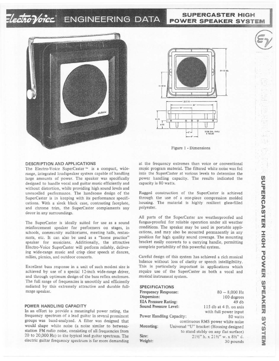 Electro-Voice Supercaster High Power Speaker System manual 