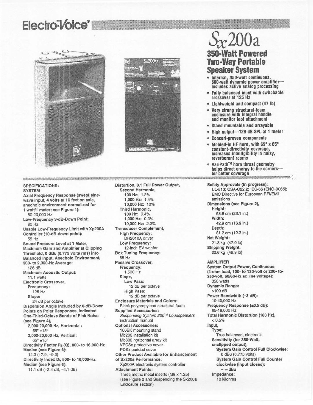 Electro-Voice Sx200a manual 