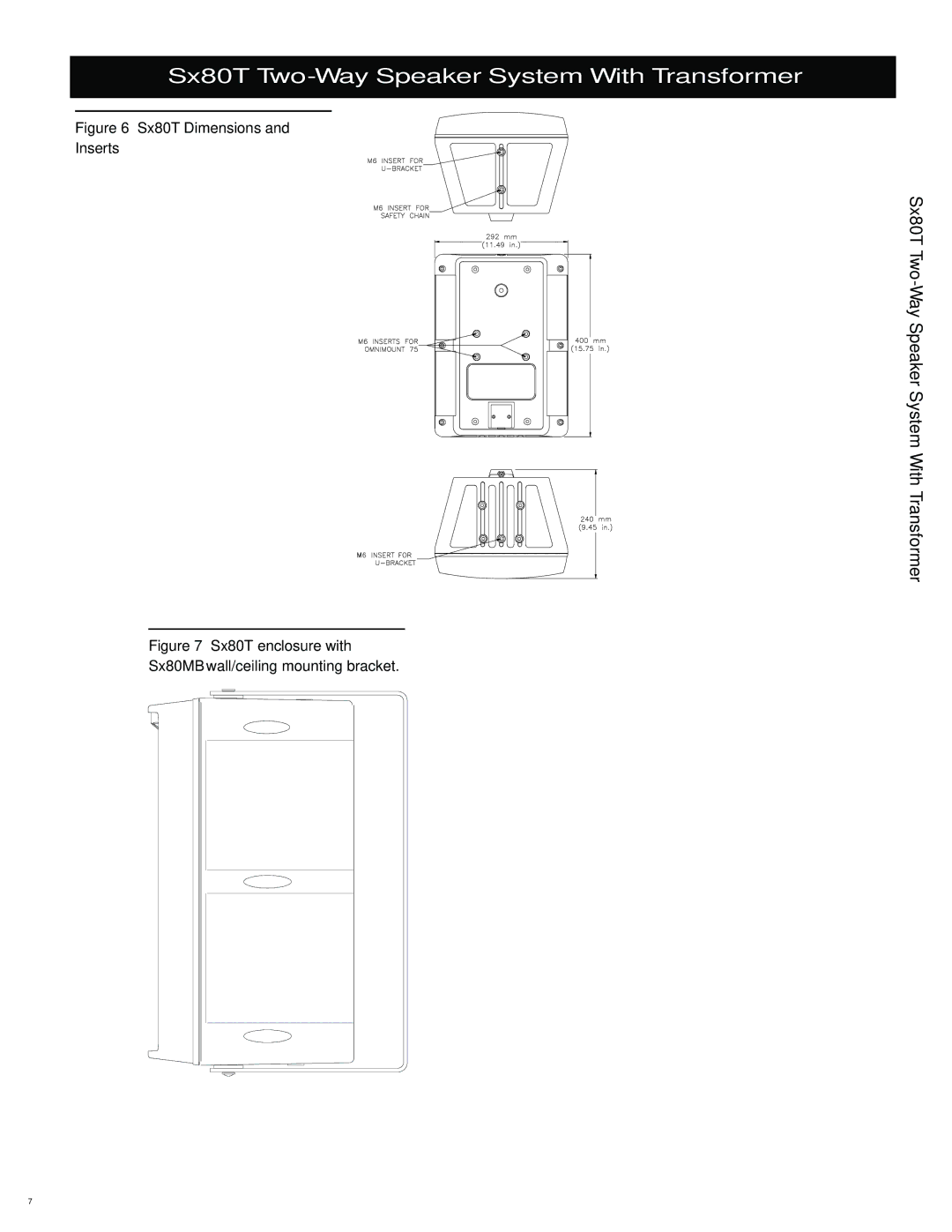 Electro-Voice SX80T specifications Sx80T Dimensions Inserts 