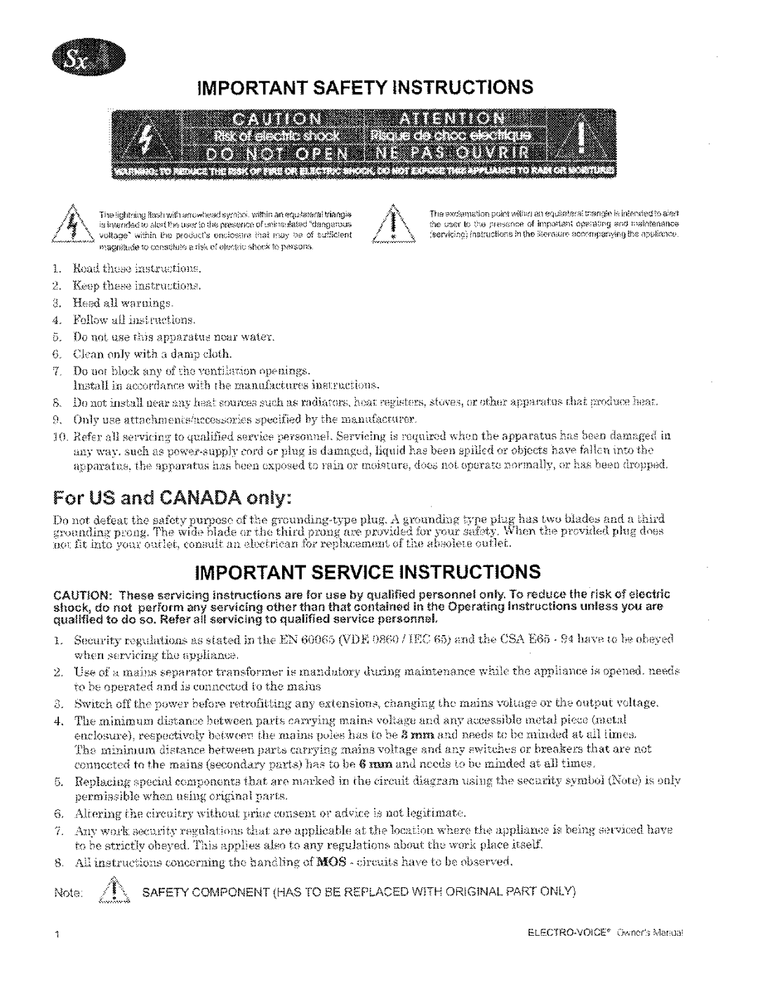 Electro-Voice SxA Series manual 