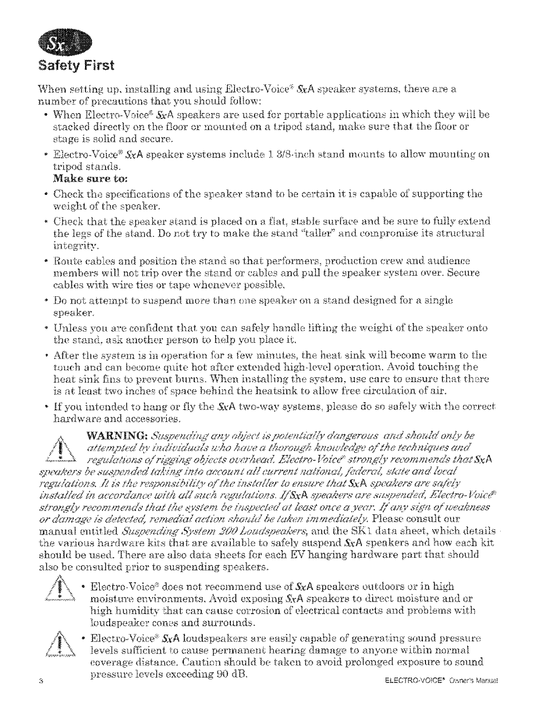 Electro-Voice SxA Series manual 