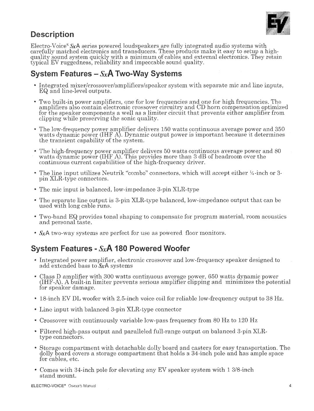 Electro-Voice SxA Series manual 