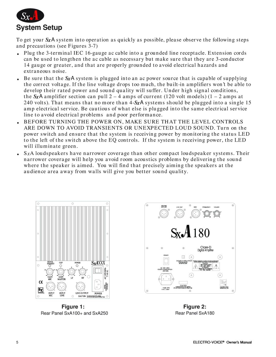 Electro-Voice SxA100+ owner manual System Setup 