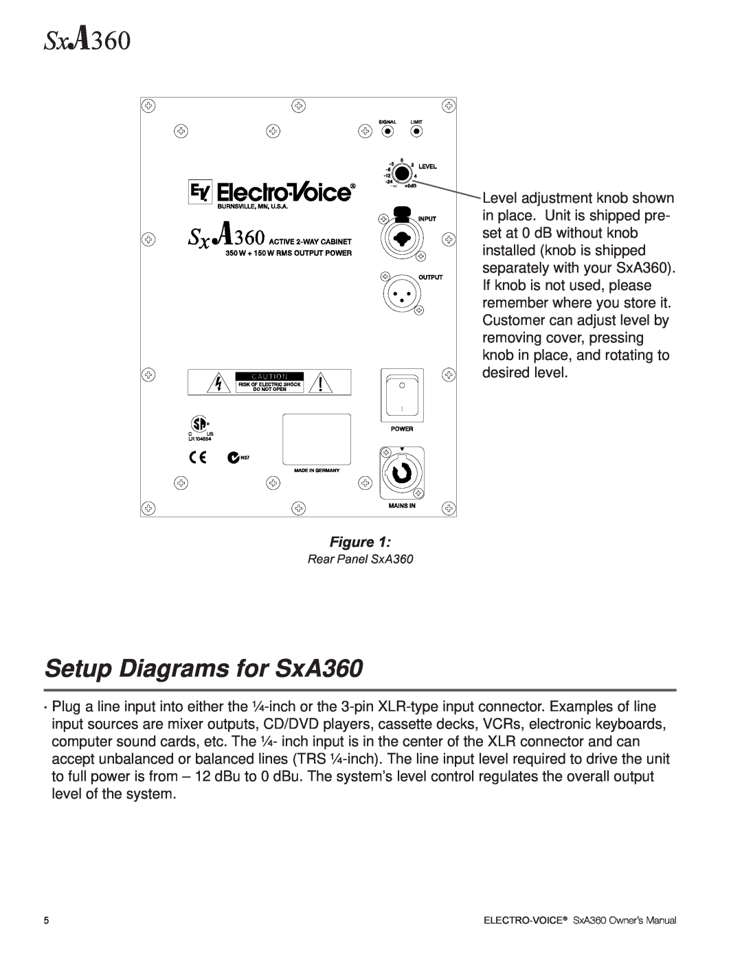 Electro-Voice manual Setup Diagrams for SxA360 