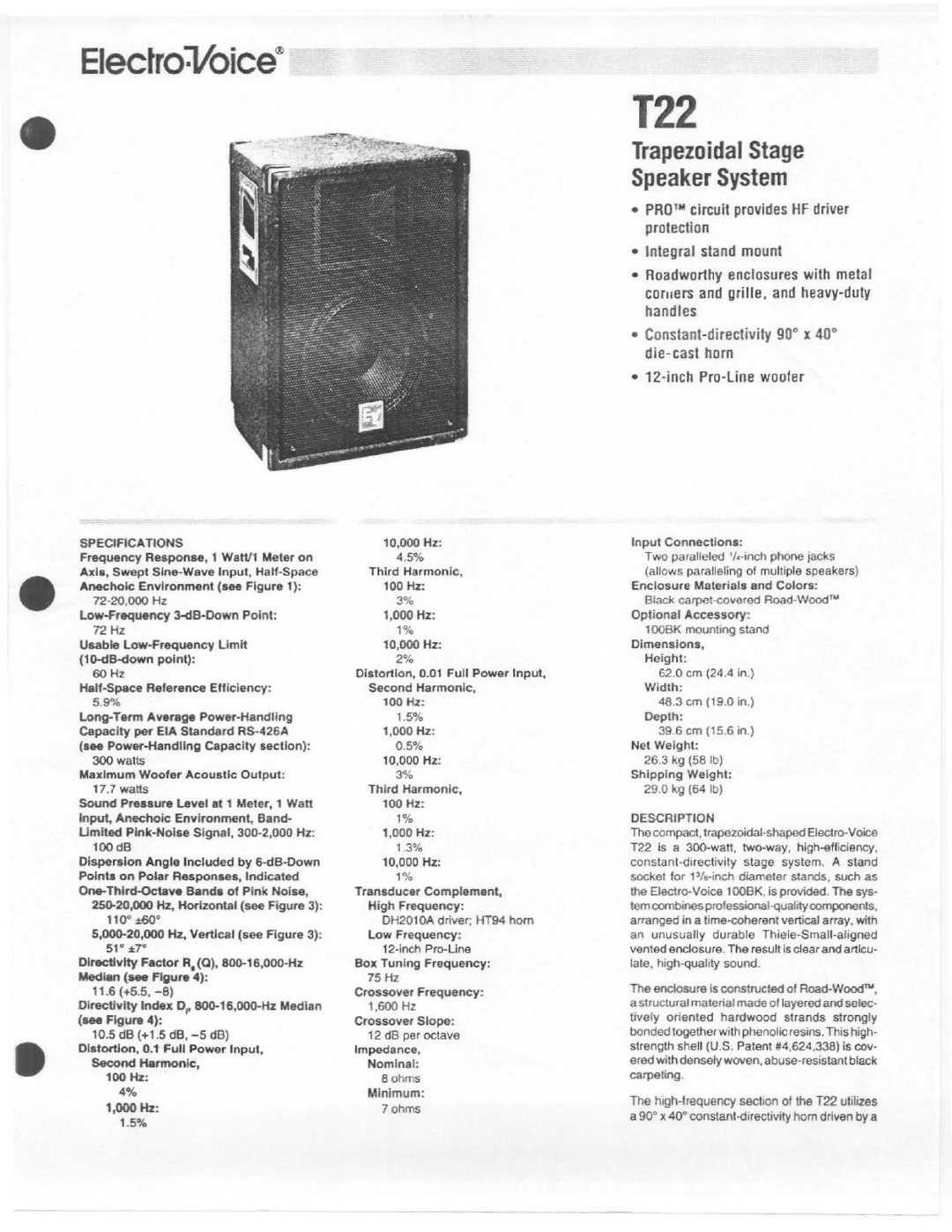 Electro-Voice T22 manual 