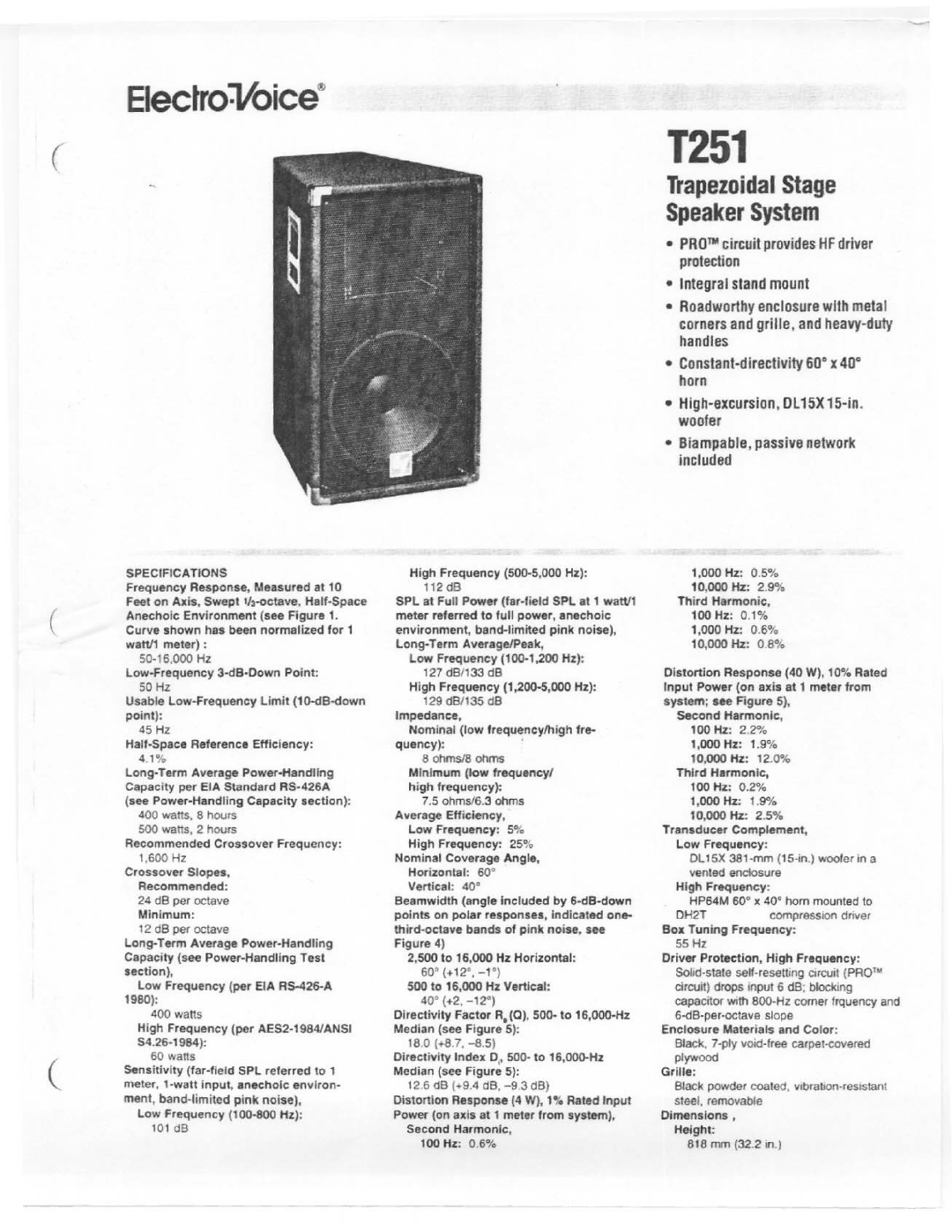 Electro-Voice T251 manual 