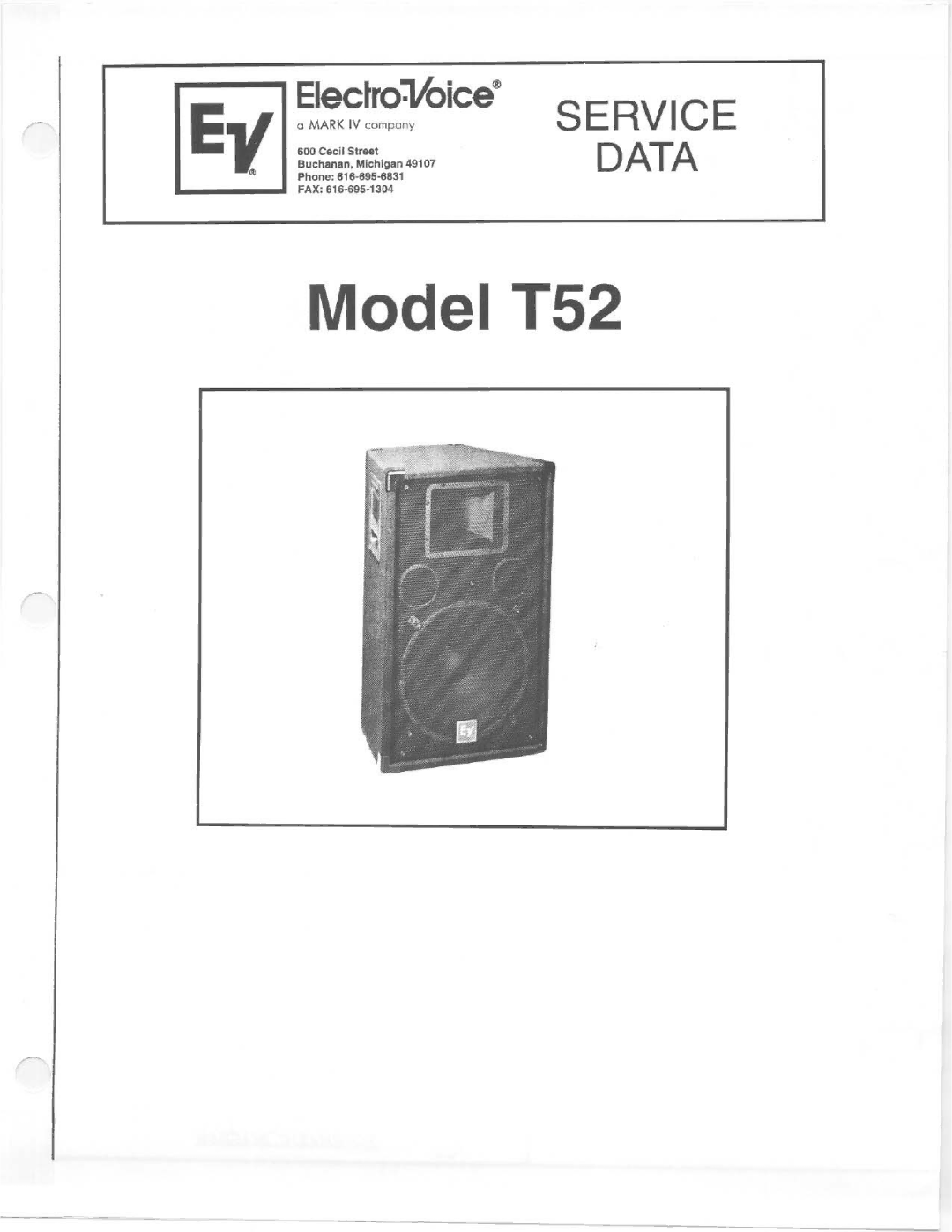 Electro-Voice T52 manual 