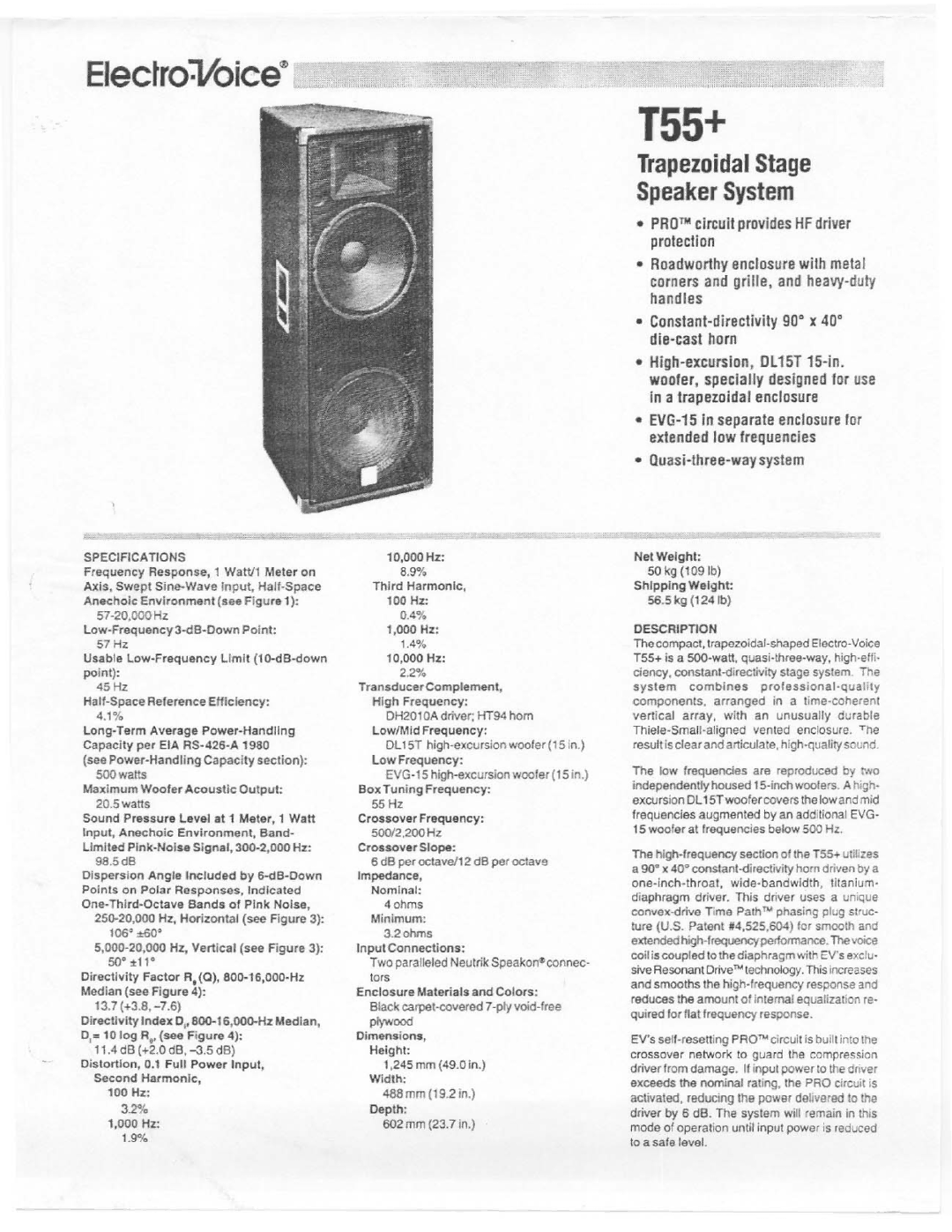 Electro-Voice T55+ manual 