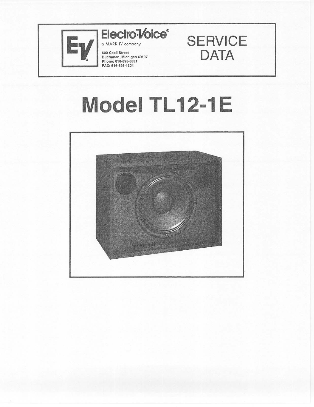 Electro-Voice TL12-1E manual 