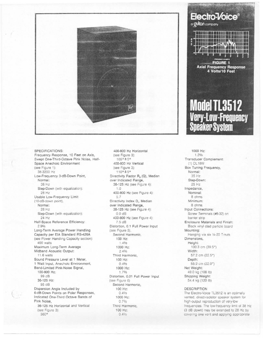 Electro-Voice TL3512 manual 