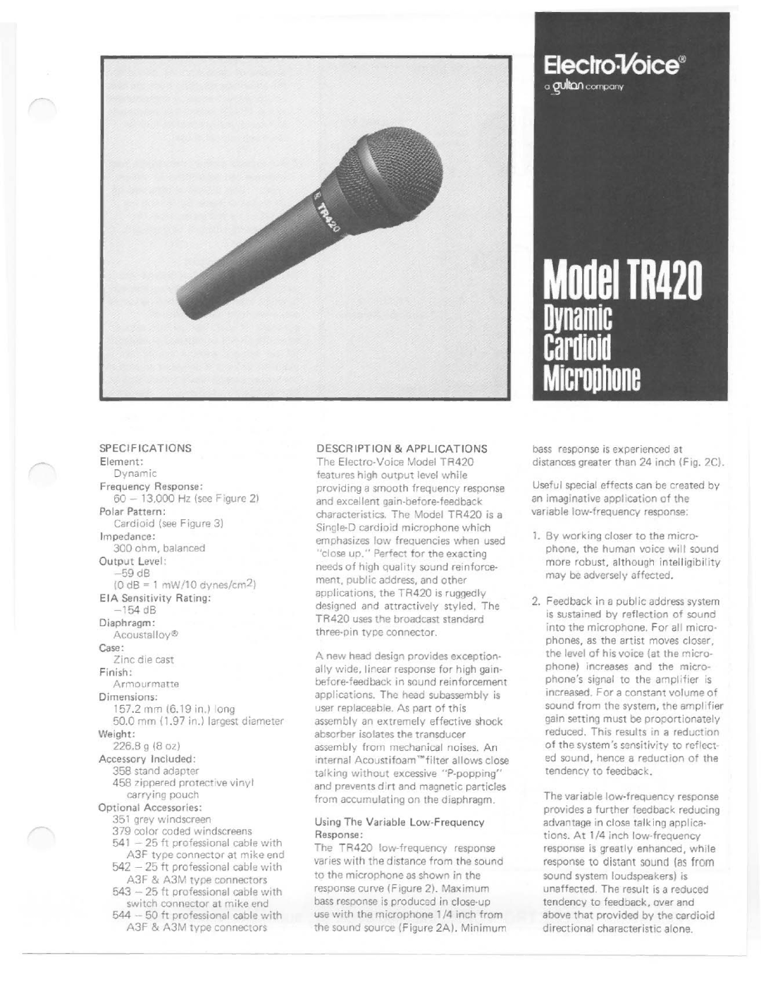 Electro-Voice TR420 manual 