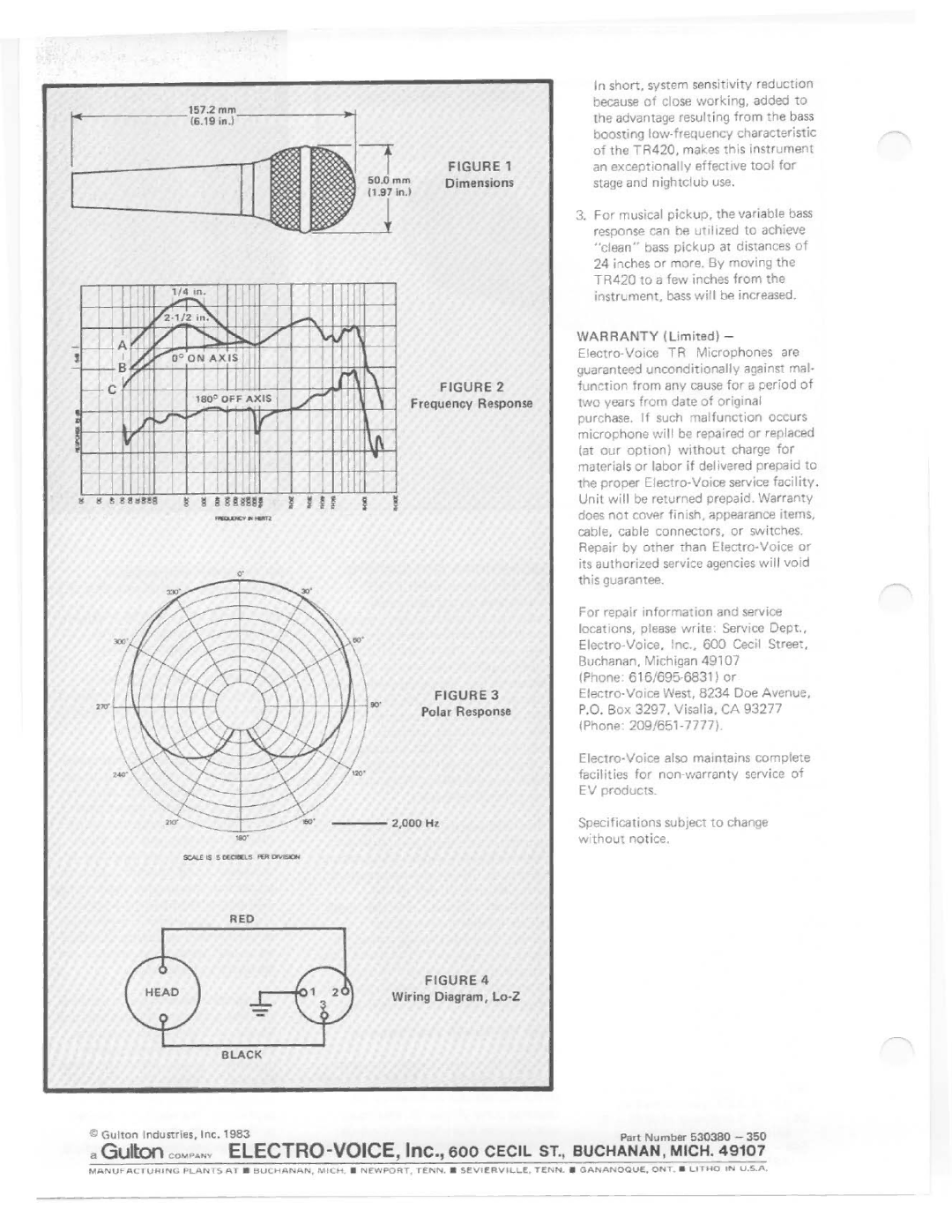 Electro-Voice TR420 manual 