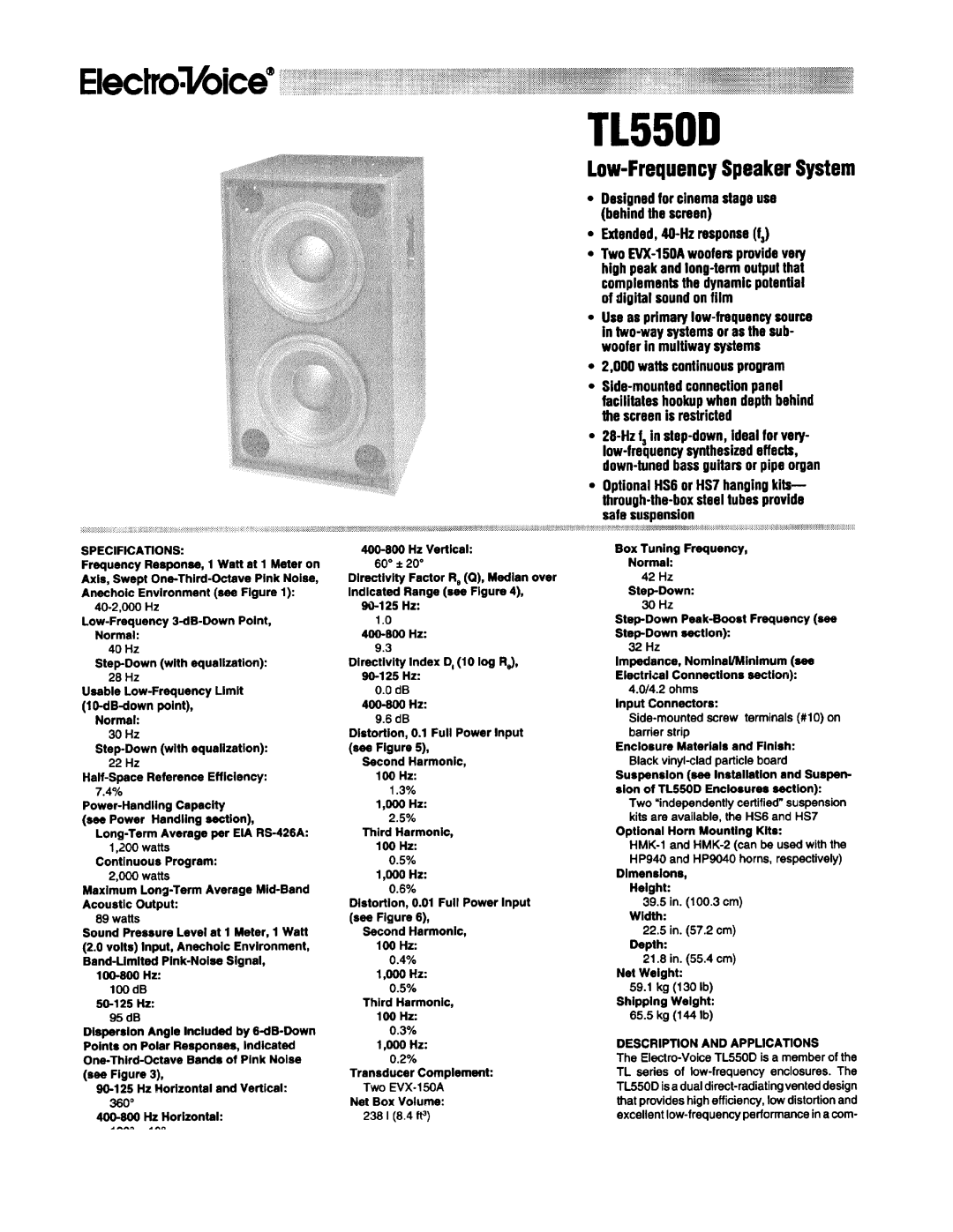 Electro-Voice TS550D manual 