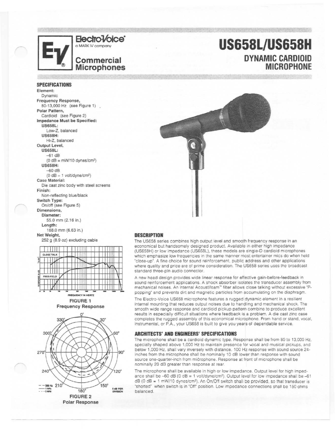 Electro-Voice US658H, US658L manual 