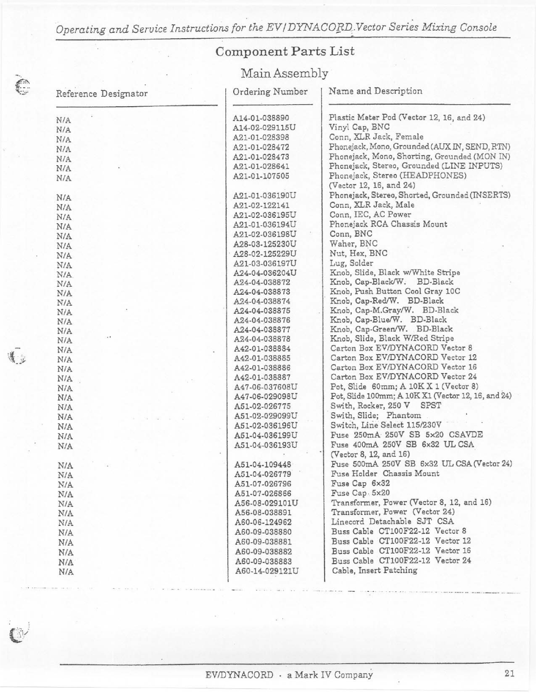 Electro-Voice Vector manual 