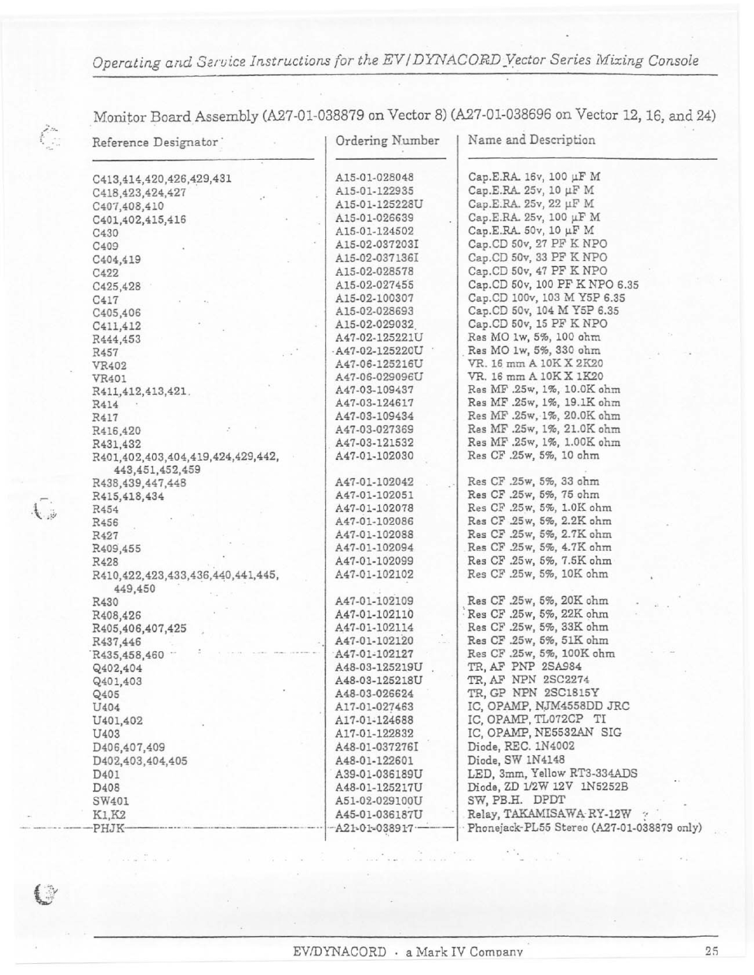 Electro-Voice Vector manual 