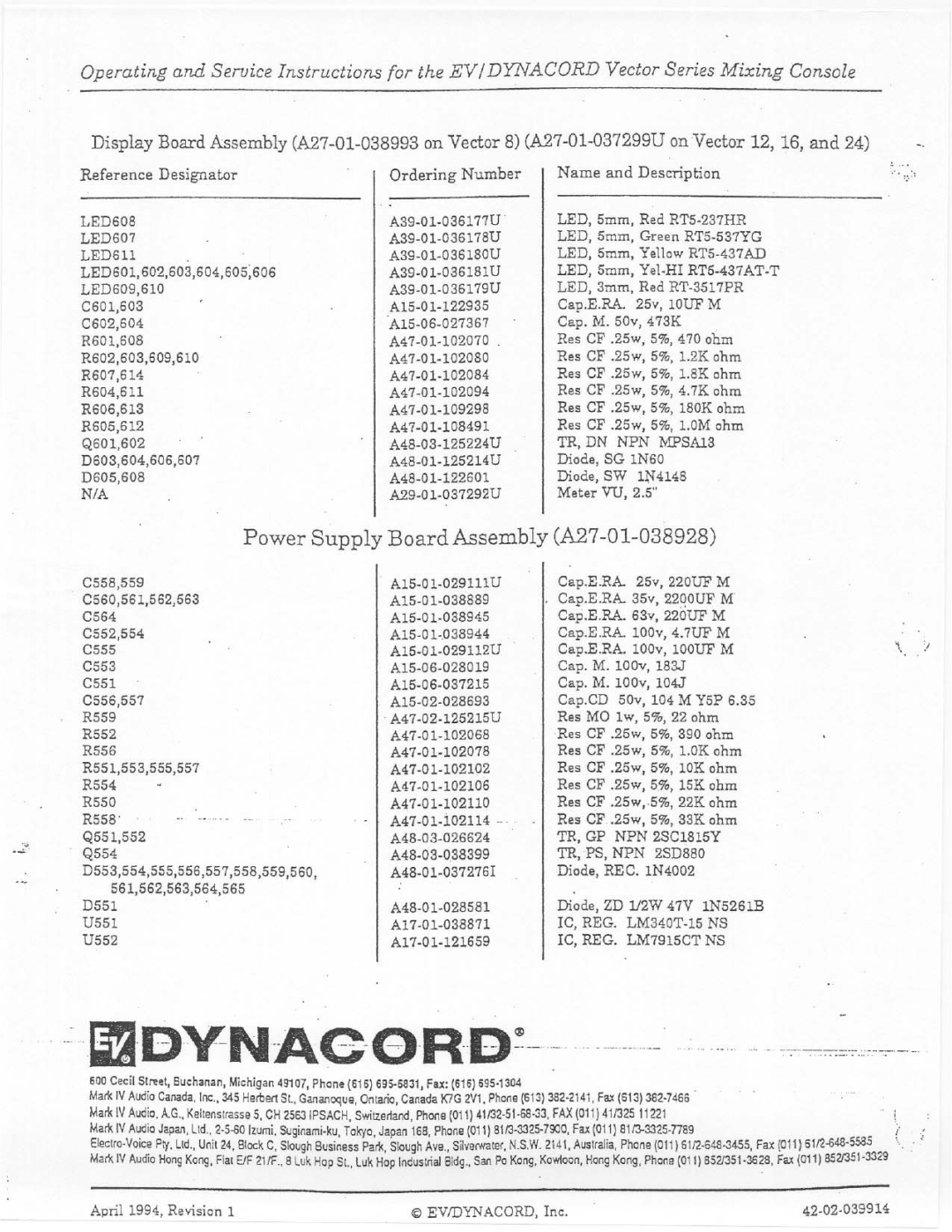 Electro-Voice Vector manual 