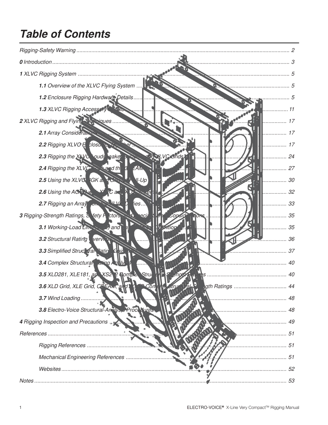 Electro-Voice X-Line Very Compact (XLVC) manual Table of Contents 