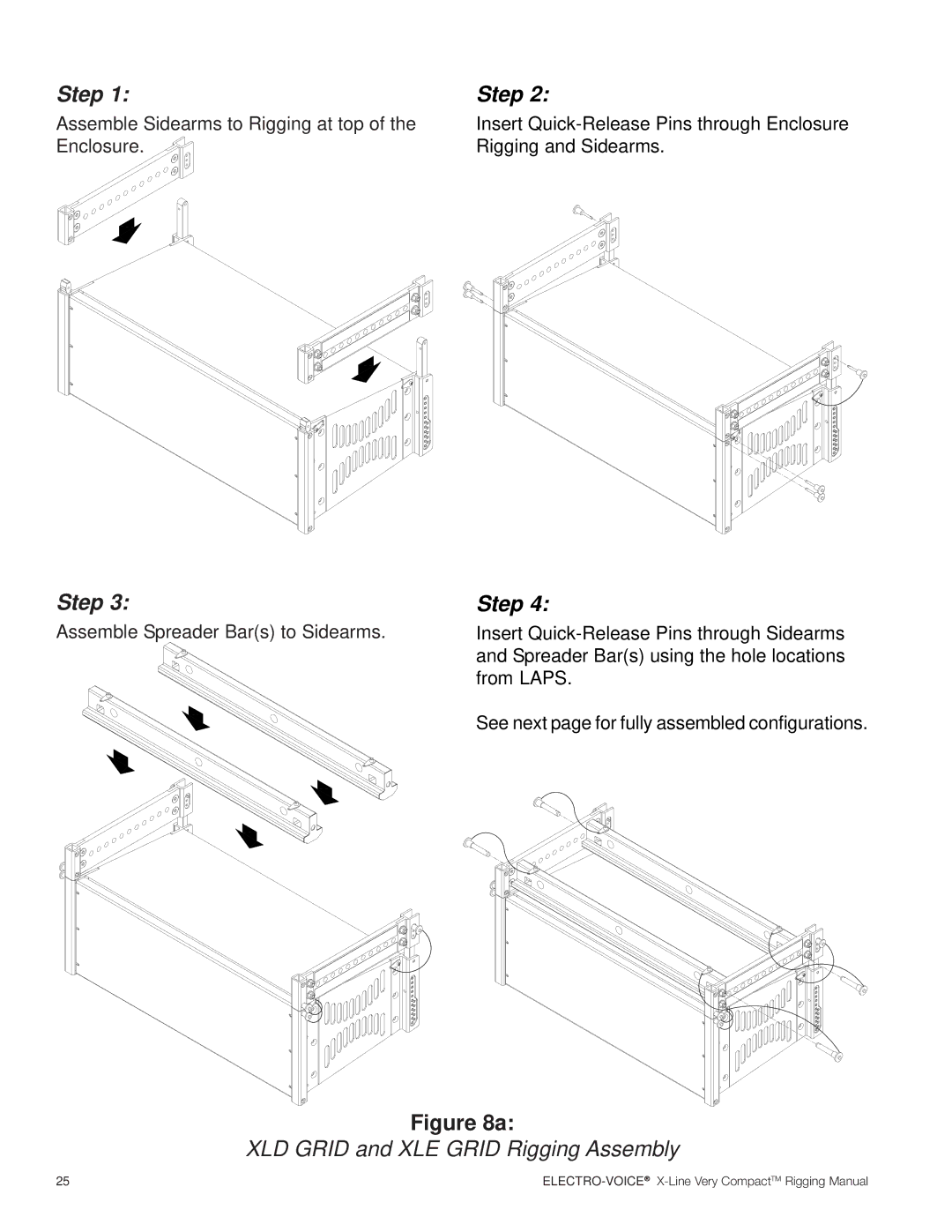 Electro-Voice X-Line Very Compact (XLVC) manual XLD Grid and XLE Grid Rigging Assembly 