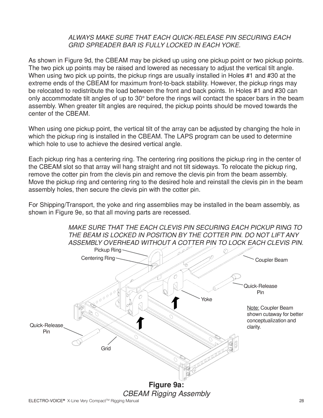 Electro-Voice X-Line Very Compact (XLVC) manual Cbeam Rigging Assembly 