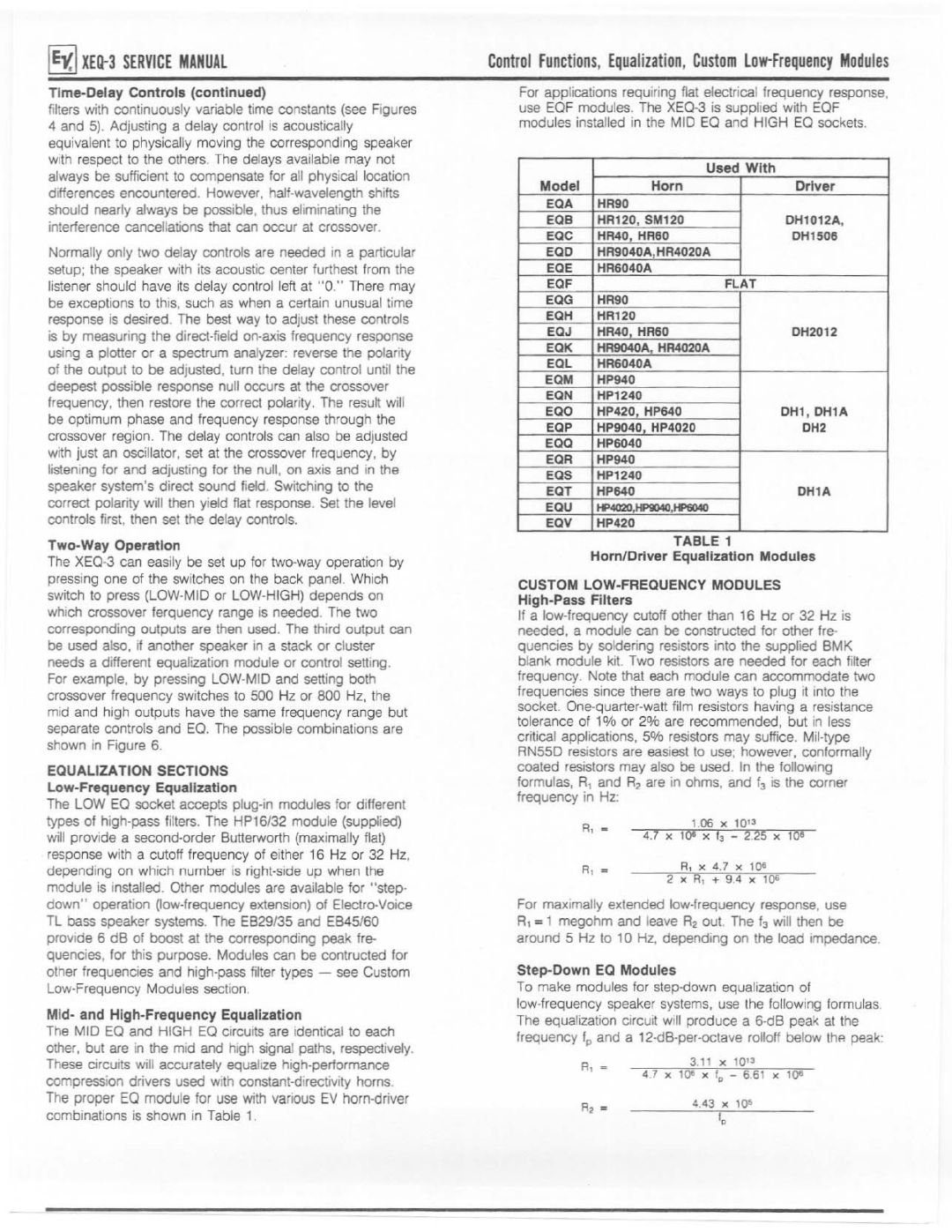 Electro-Voice XEQ-3 manual 