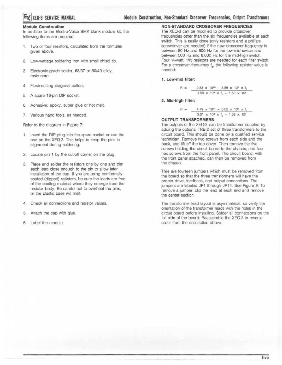 Electro-Voice XEQ-3 manual 