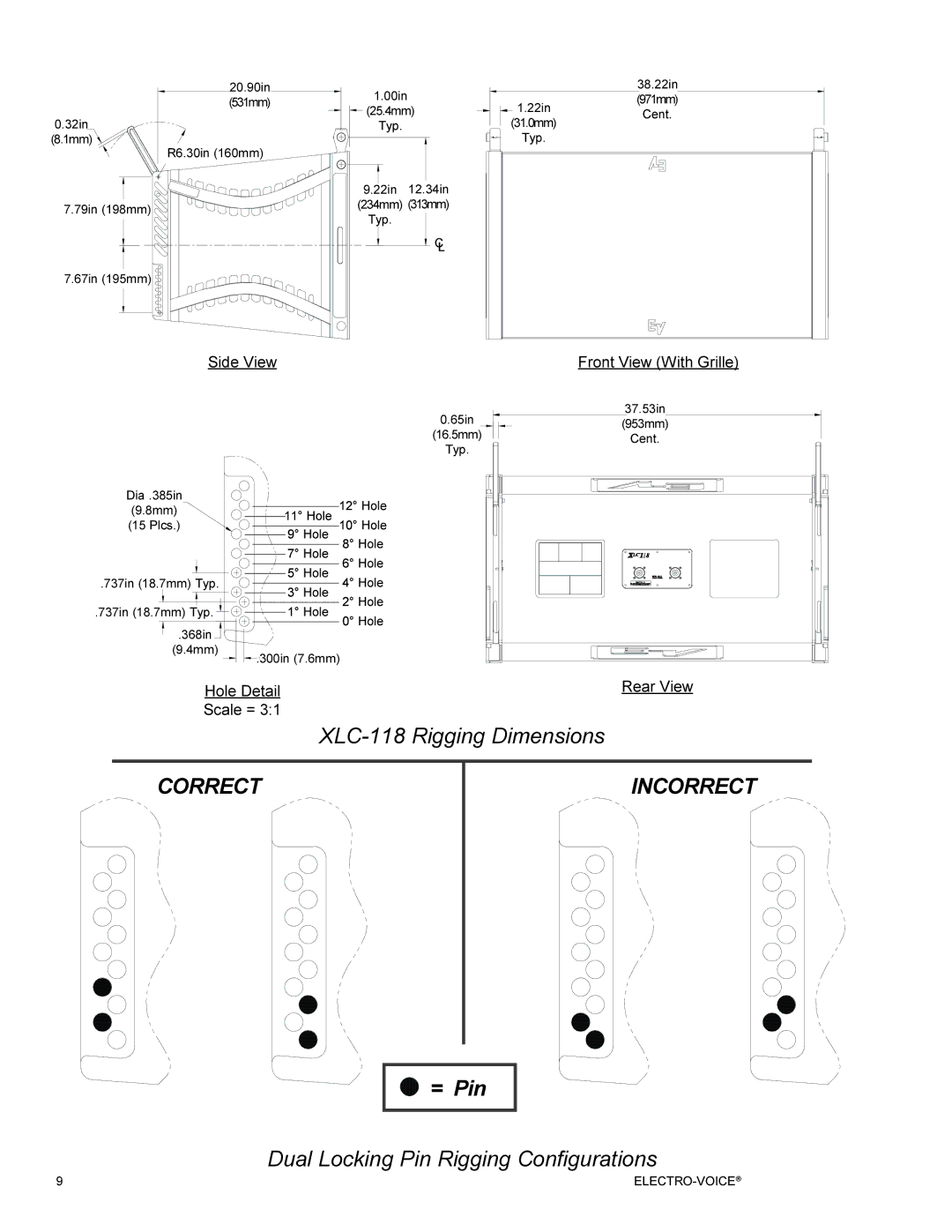 Electro-Voice XLC manual Correct Incorrect 