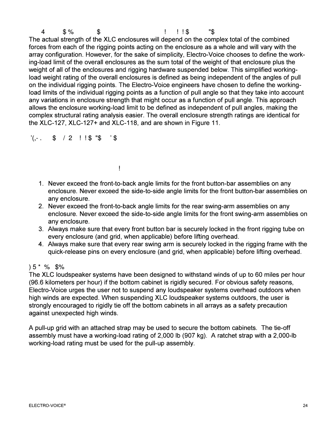 Electro-Voice XLC manual Wind Loading 