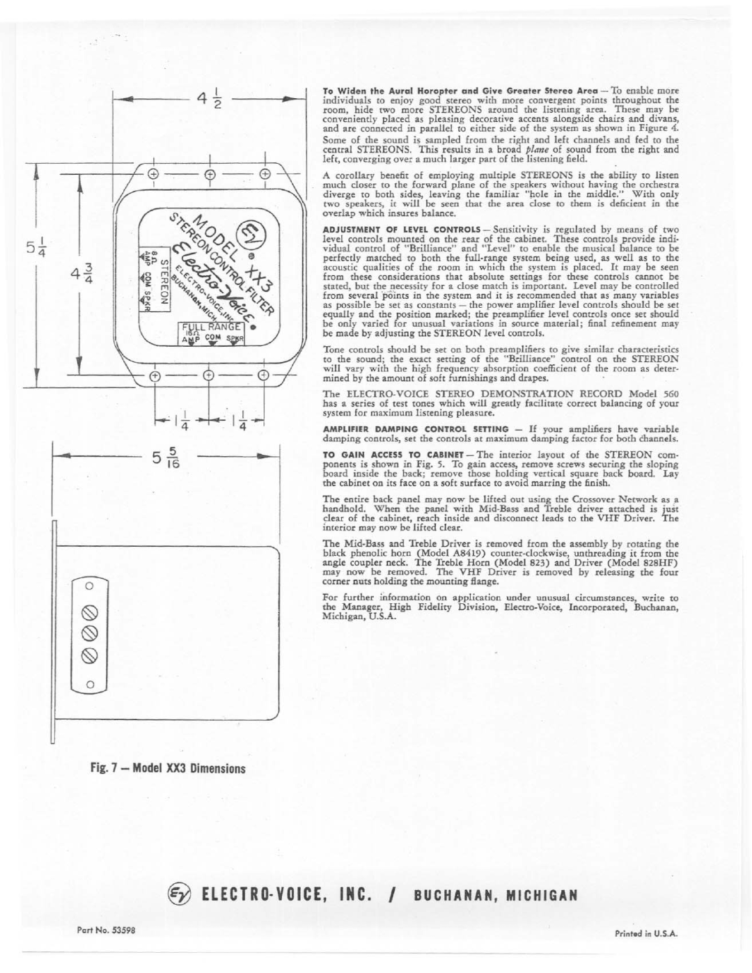 Electro-Voice XX3 manual 