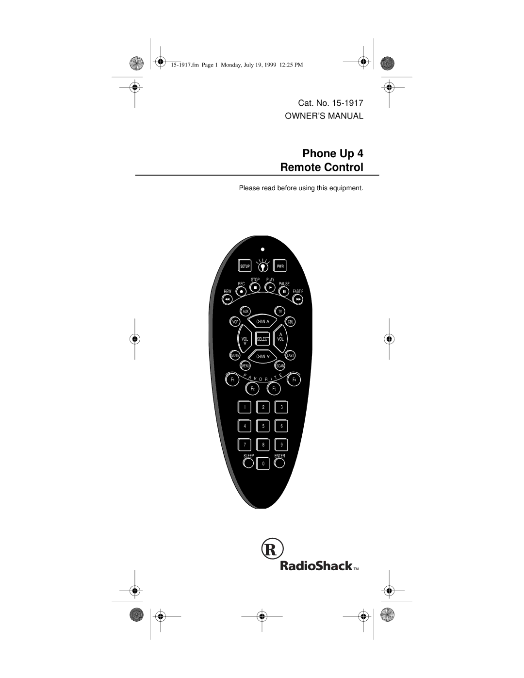 Electrohome 4 owner manual Phone Up Remote Control 