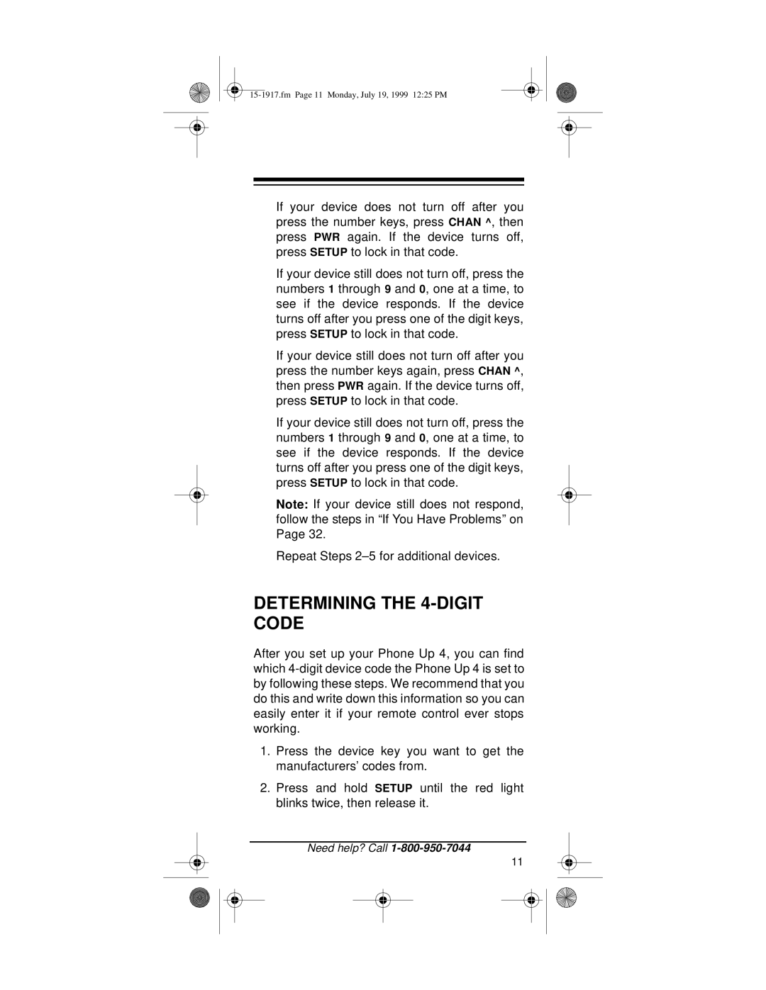 Electrohome owner manual Determining the 4-DIGIT Code 