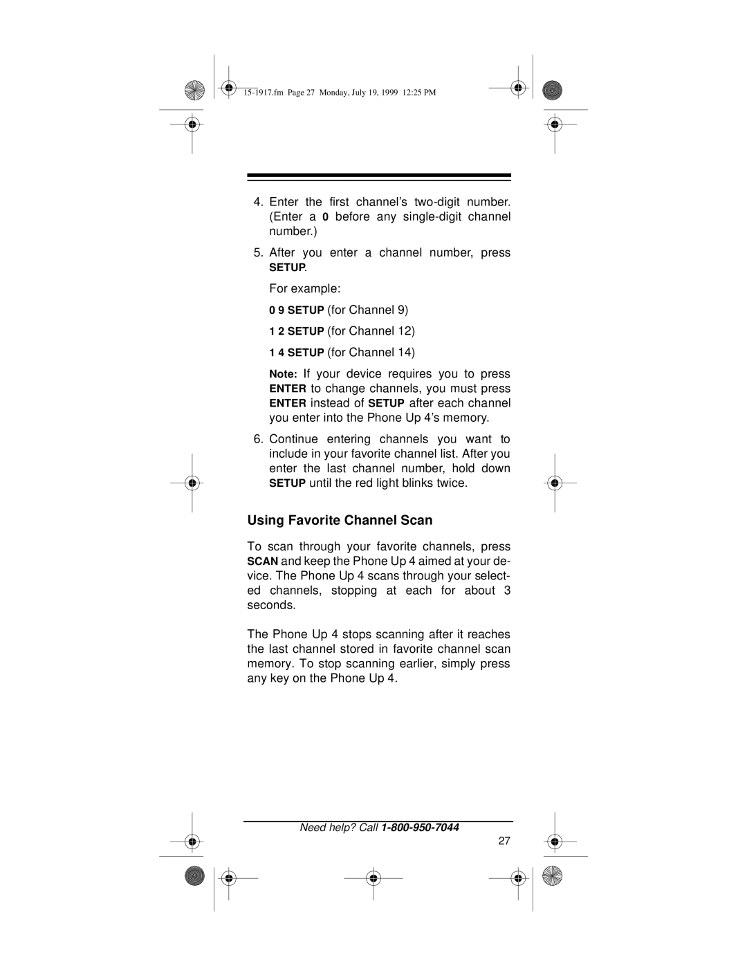 Electrohome 4 owner manual Using Favorite Channel Scan 