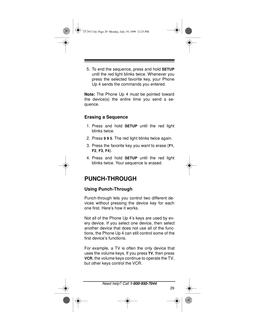 Electrohome 4 owner manual Erasing a Sequence, Using Punch-Through 