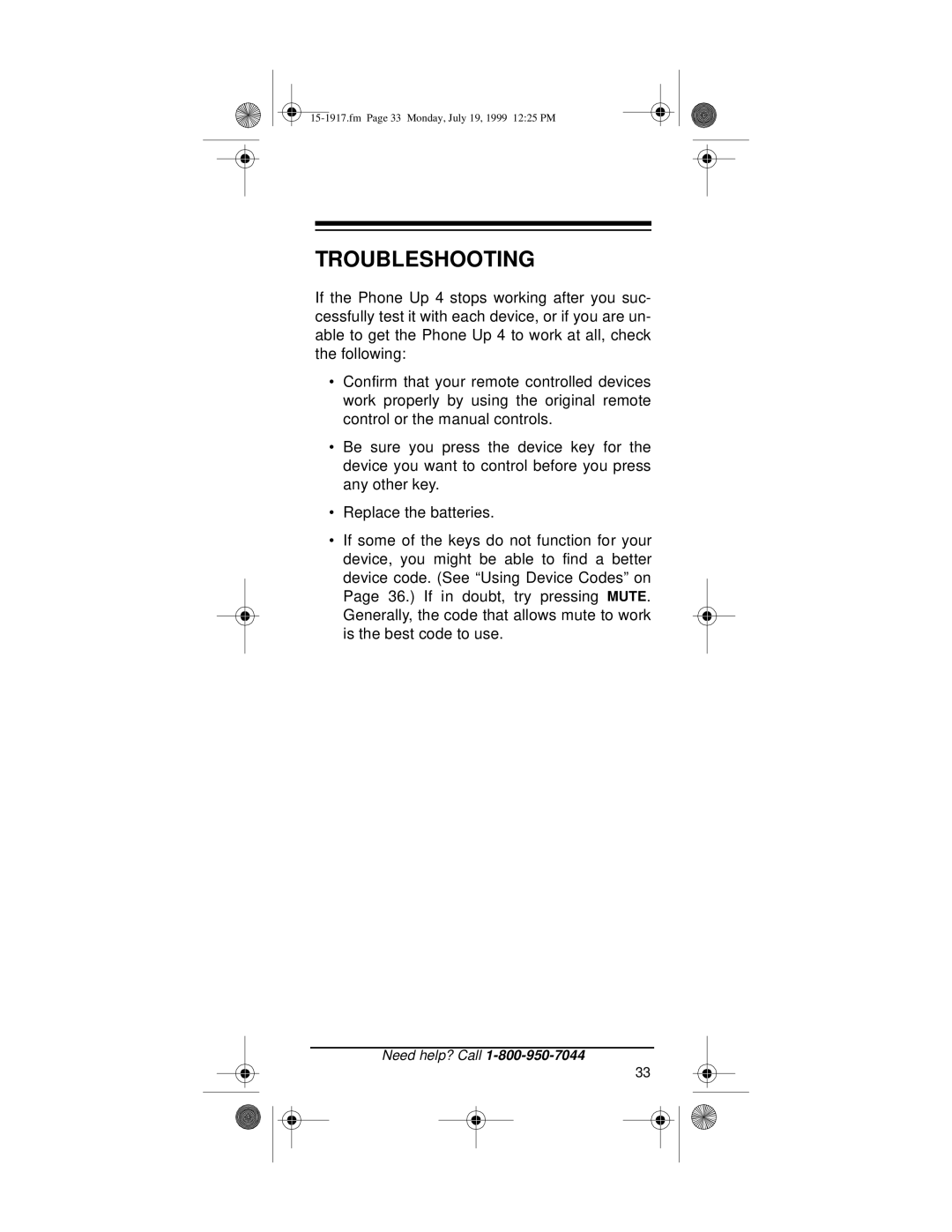 Electrohome 4 owner manual Troubleshooting 