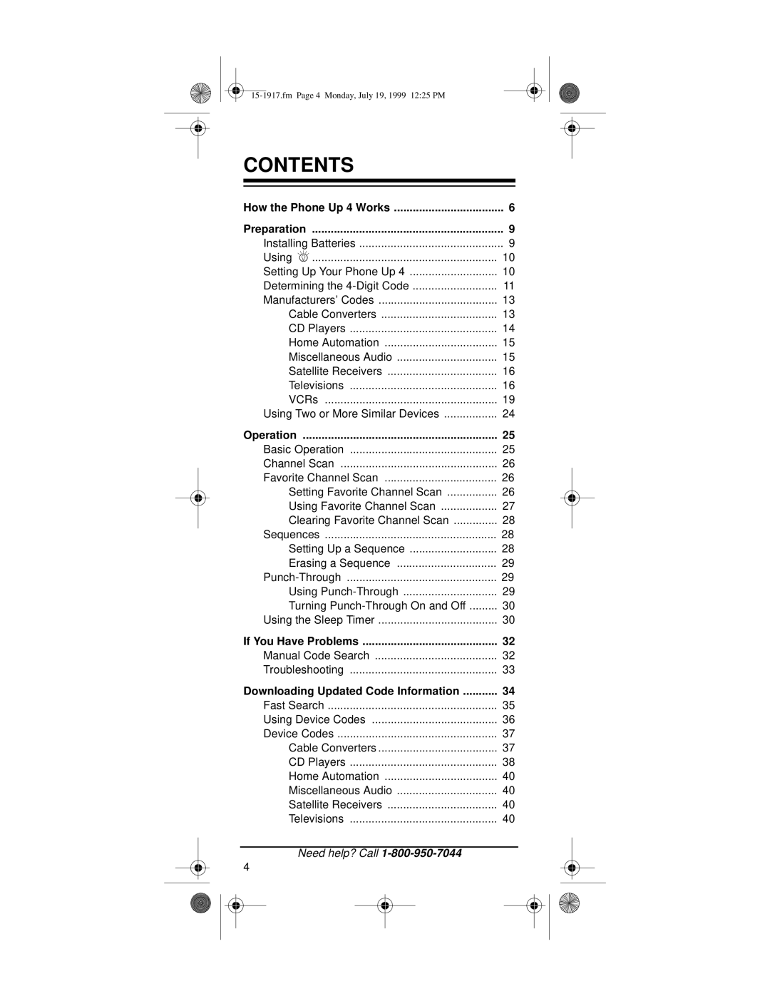 Electrohome 4 owner manual Contents 