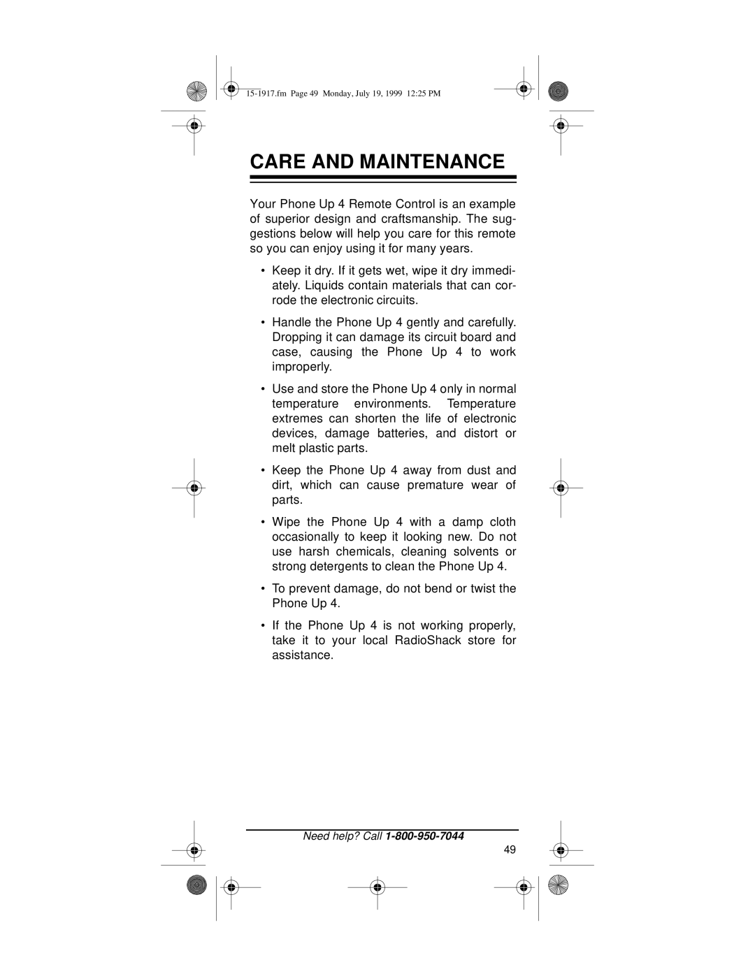 Electrohome 4 owner manual Care and Maintenance 