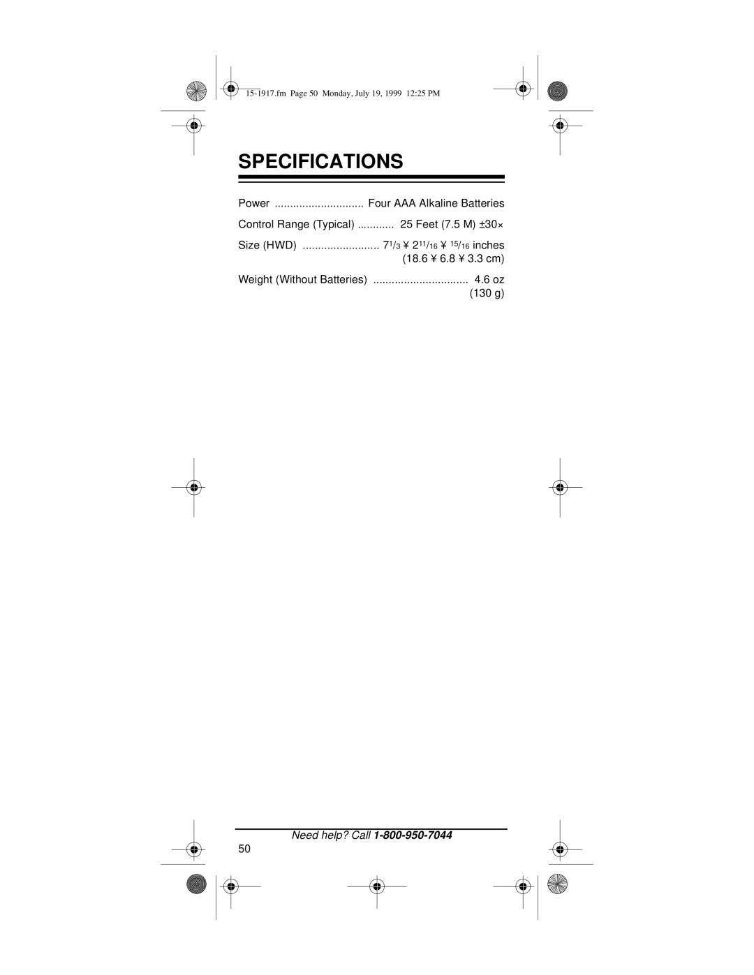 Electrohome 4 owner manual Specifications 