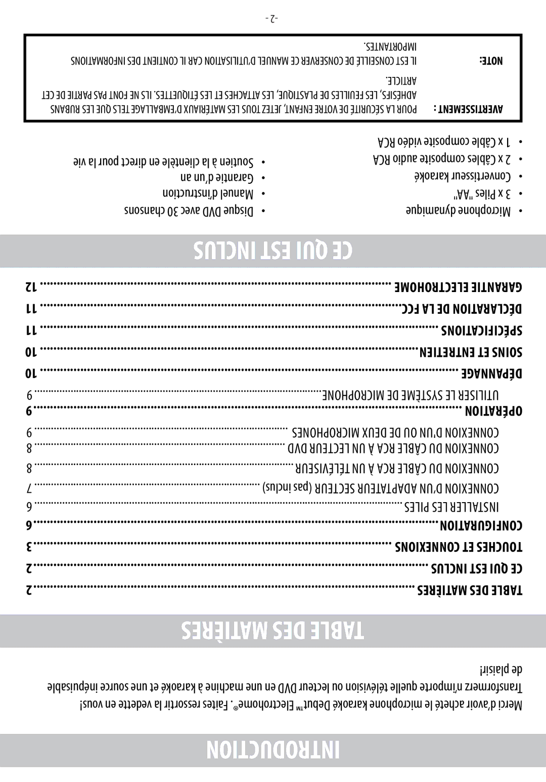 Electrohome EAKAR101 instruction manual Garanti, UNou, Dvd lecteur, Ion Téléviseur, Onn 