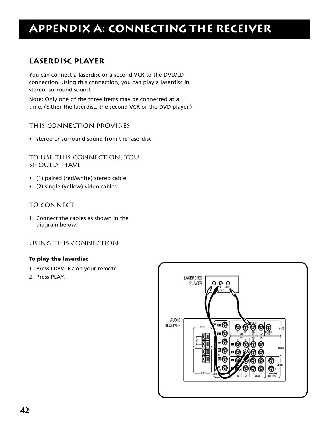 Electrohome RV-3798 manual Laserdisc Player, To play the laserdisc 