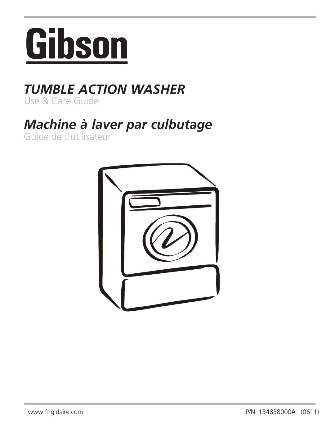 Electrolux - Gibson 134838000A manual Tumble Action Washer 