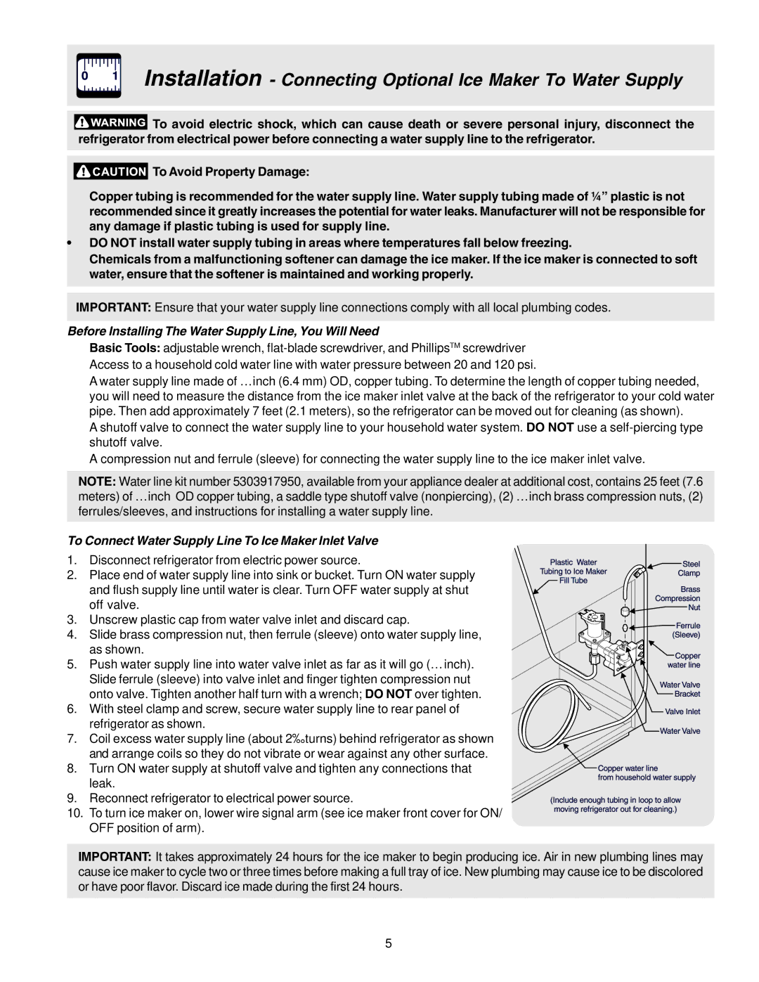 Electrolux - Gibson 240435505 manual Before Installing The Water Supply Line, You Will Need 