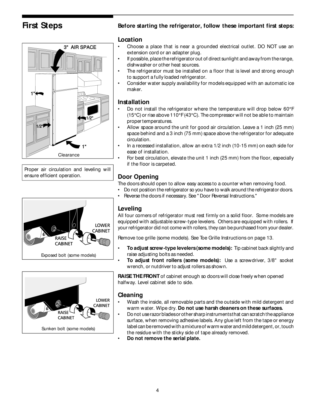 Electrolux - Gibson Top Freezer Frost Clear Refrigerator manual First Steps 