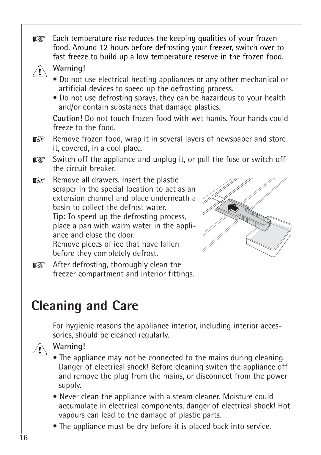 Electrolux 1050-4 GS operating instructions Cleaning and Care 