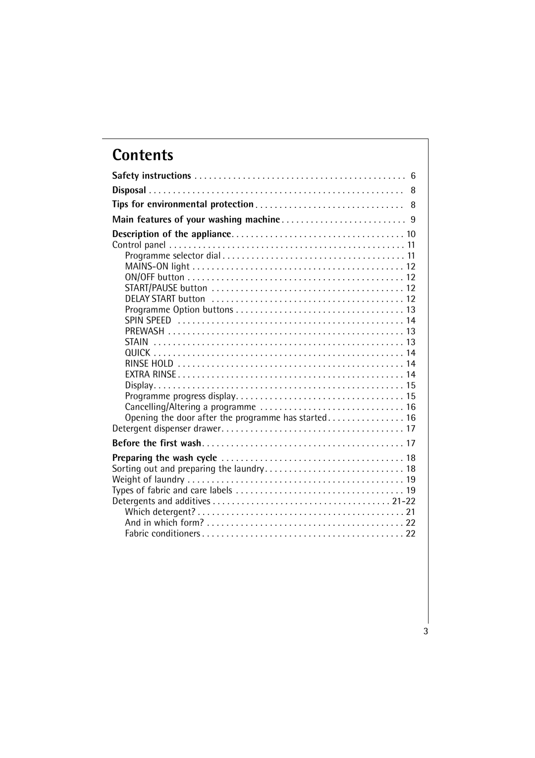 Electrolux 10500 VI manual Contents 