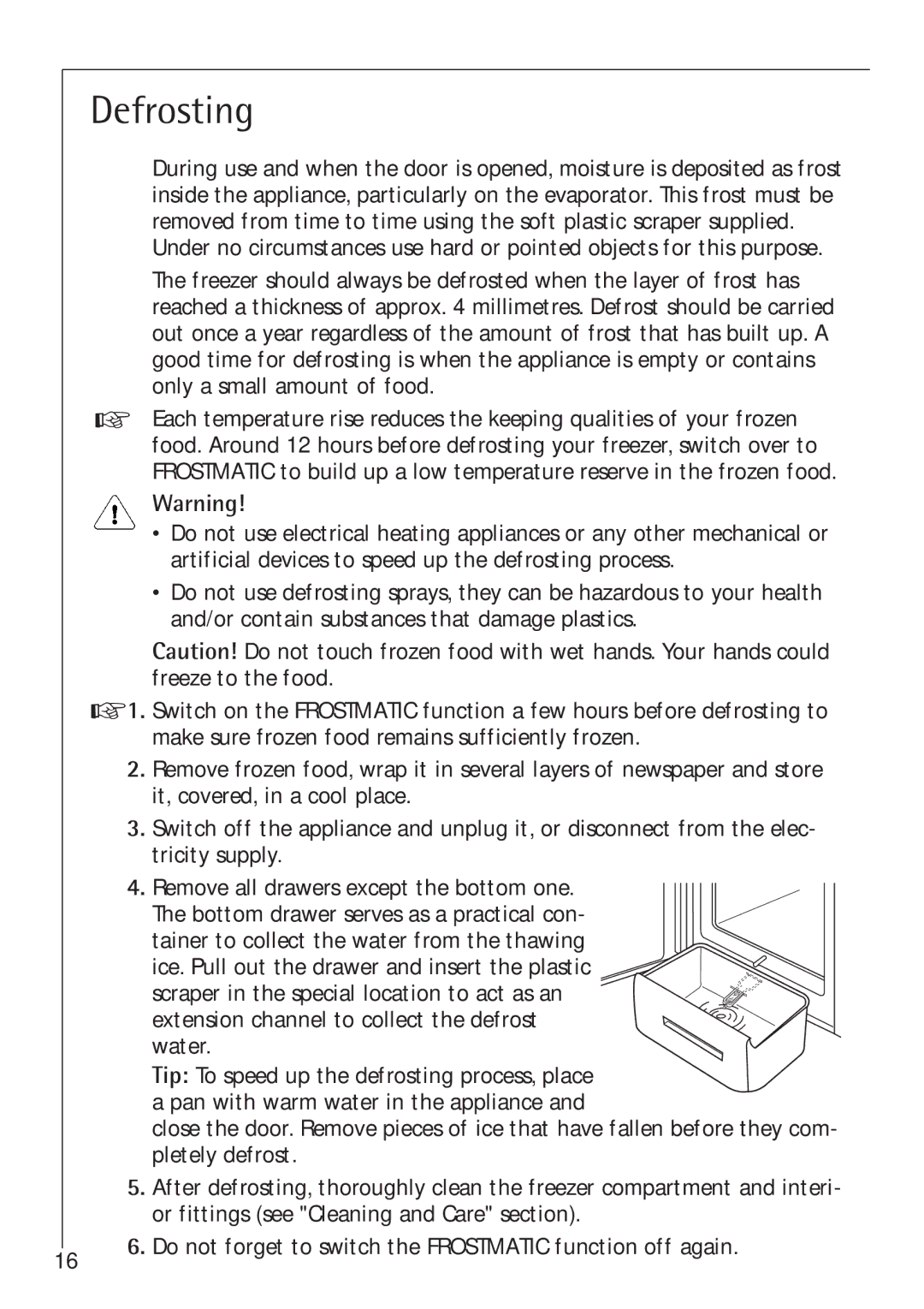 Electrolux 1050GS8 manual Defrosting, Tricity supply 