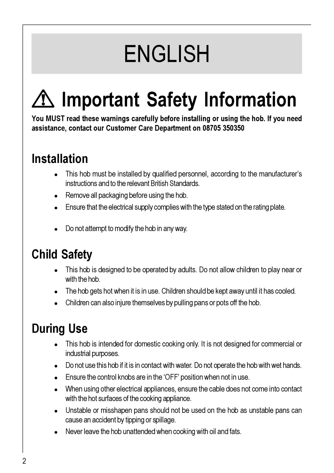 Electrolux 111 K operating instructions Important Safety Information, Installation, Child Safety, During Use 